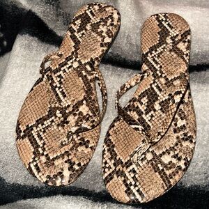 Express Snakeskin Print Flip Flops - Sz: 6